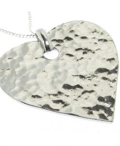 Heart pendant in Cornish tin, hammered finish