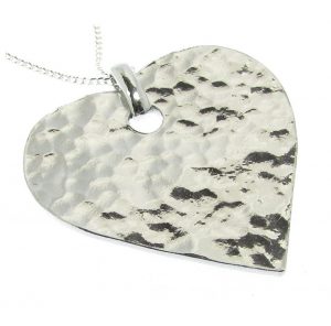 Heart pendant in Cornish tin, hammered finish