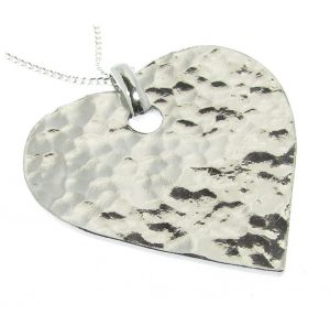 Heart pendant in Cornish tin, hammered finish