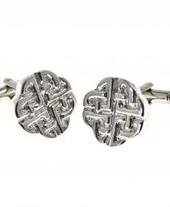 Celtic knotwork cuff links cast in Cornish tin