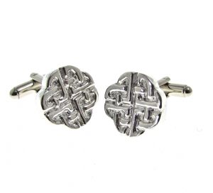 Celtic knotwork cuff links cast in Cornish tin