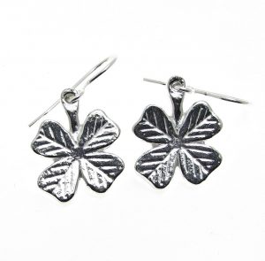 4 leaf clover earrings cast in Cornish tin