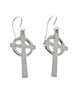 Celtic cross earrings cast in Cornish tin