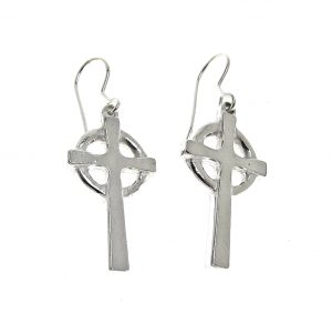 Celtic cross earrings cast in Cornish tin