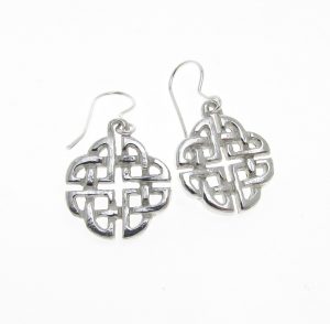 Celtic knotwork earrings cast in Cornish tin