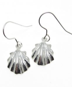 sea shell earrings cast in Cornish tin