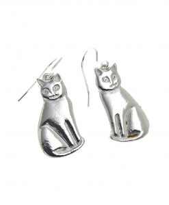 Cat earrings cast in Cornish tin