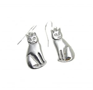 Cat earrings cast in Cornish tin