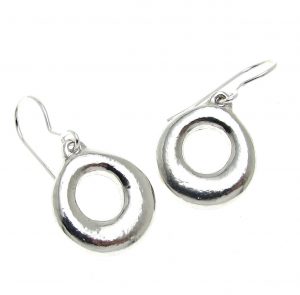 Donut earrings cast in Cornish tin