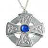 Blue stone set Celtic cross pendant in Cornish tin