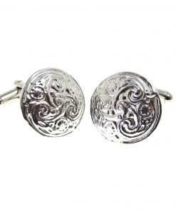 Cornish tin cuff links with swirl pattern