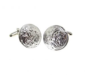 Cornish tin cuff links with swirl pattern