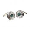 Cornish tin cuff links with malachite stone setting.