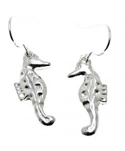 Seahorse earrings in Cornish tin