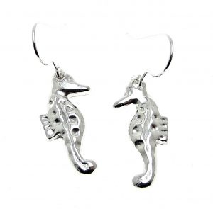Seahorse earrings in Cornish tin