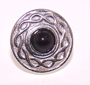 Lapel pin cast in Cornish tin with black agate stone setting