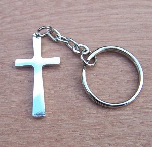 Cross keyring cast in Cornish tin