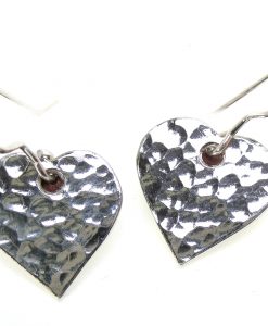 Heart shape earrings cast in Cornish Tin