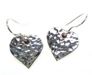 Heart shape earrings cast in Cornish Tin